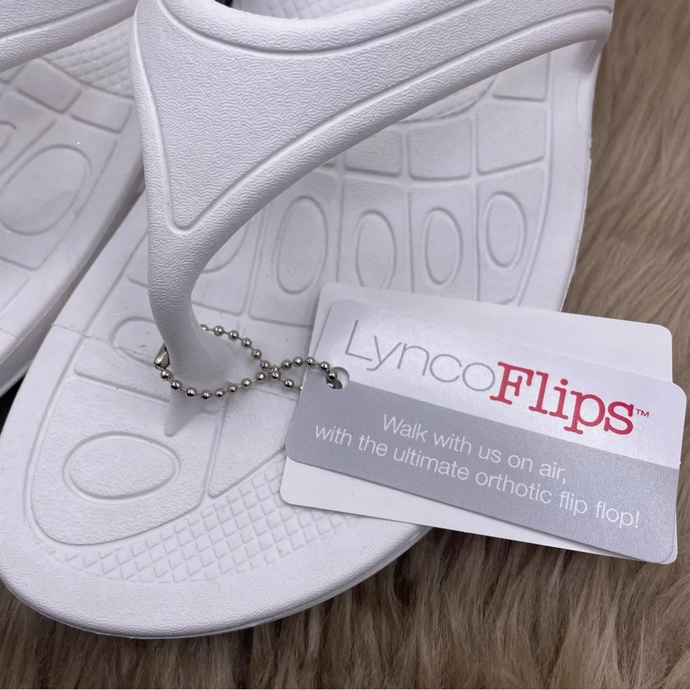 Aetrex lynco fiji orthotic comfy white flip flops women Size 11